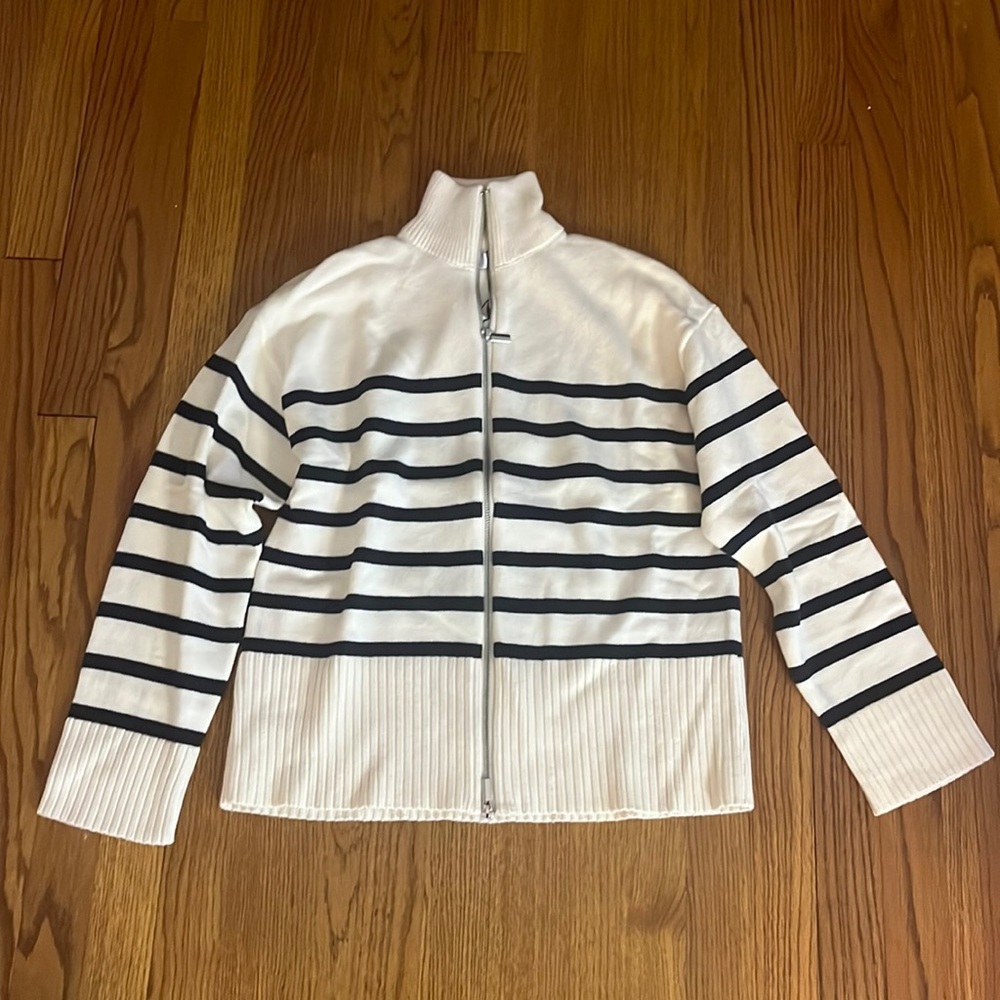 NWT Zara Striped Zip Up Sweater Size XS